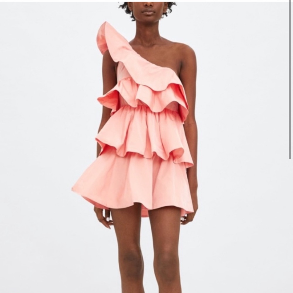 Pink ruffled Zara dress
